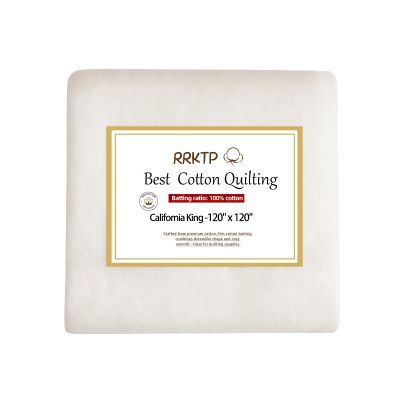 RRKTP Cotton Batting for Quilting200 g/m Lightweight Quilt Batting California King SizeNatural All Season Comfort Cotton Stuffing, Sewing Handmade & DIY Crafts 120"120"