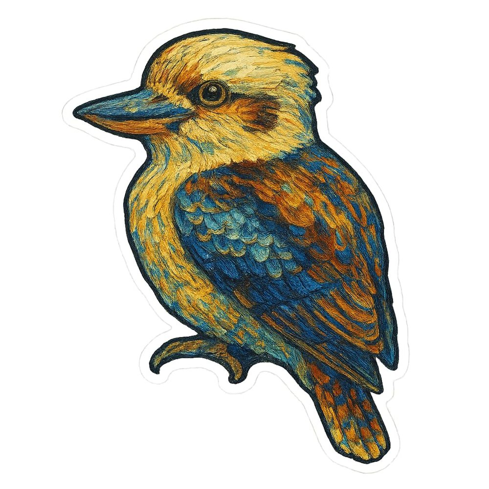 (3 Pack) Kookaburra Post-Impressionist Gogh Style Sticker (2.5" x 3.25")