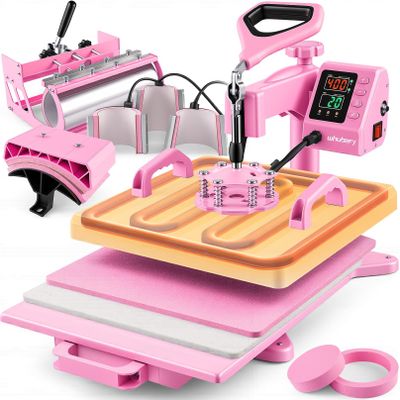 15x15 Heat Press Machine for T Shirts with 30oz Tumbler Press 8-in-1 Slide Out Easy Loading Heat Transfer with Dual-Tube Heating & 4-Zone PID Temp Controller for Quick & Even Heat on Hat Cap Mug Plate