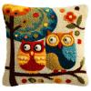 Amcdjkery Latch Hook Pillow Kits for Adults Cartoon Owl Cushion Cover Pillowcase Beginner DIY Needlework Embroidery Kits Handmade Set Craft Sofa Home Decor 43x43cm view 1