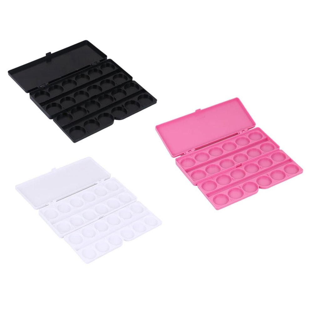 ARTSEWPLY 24-Grid Watercolor Pigment Tray Set for Nail Art and Manicure, 3Pcs Mixing Palettes in White, Dark Gray, and Rose for Watercolor Painting and Craft Supplies