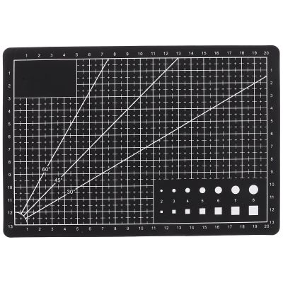LALAFINA A5 Double-Sided Quilting Cutting Mat and Rotary Craft Cutting Board for Sewing, Clay, and Scrapbooking, Black PVC Work Mat for Precision Hobby Projects