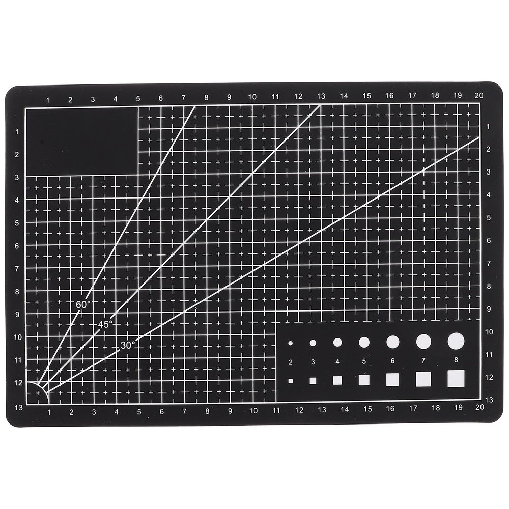 LALAFINA A5 Double-Sided Quilting Cutting Mat and Rotary Craft Cutting Board for Sewing, Clay, and Scrapbooking, Black PVC Work Mat for Precision Hobby Projects