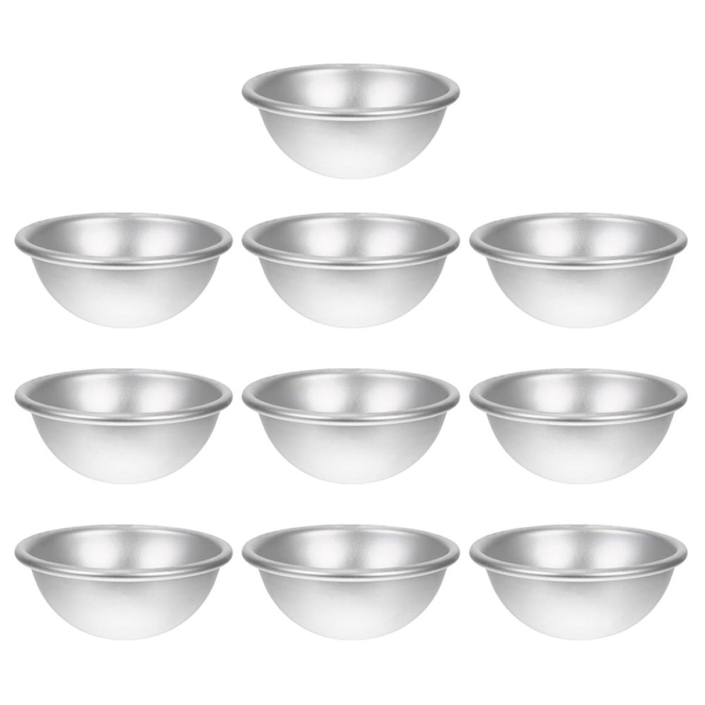 FUOYLOO 10Pcs DIY Aluminum Alloy Semicircular Bath Bomb Molds 5.8X2.8Cm Salt Ball Crafting Mold for Home Bath Bomb Making and Soap Crafting