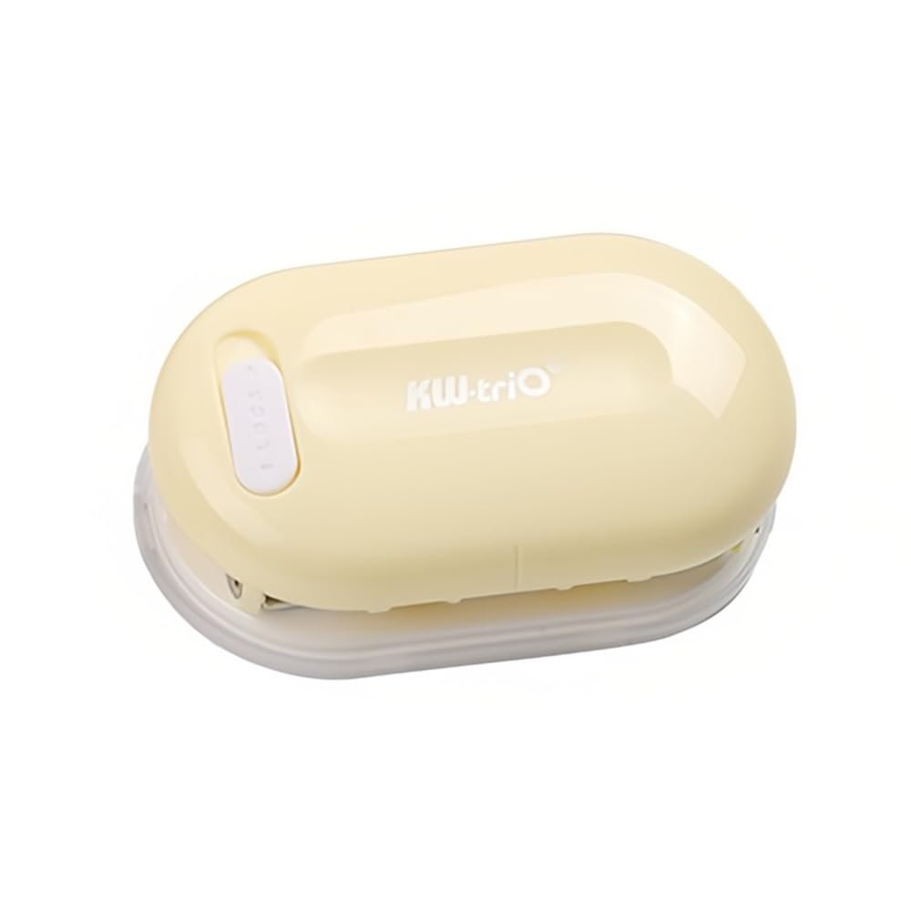KW - Trio 3 - Hole Paper Punch, Handheld Mini Loose Leaf Puncher, Supports 5.5mm Aperture with 5 Sheet Capacity, 3 Hole Puncher for Binder Notebook Scrapbook Diary Planner Calendar (Yellow)