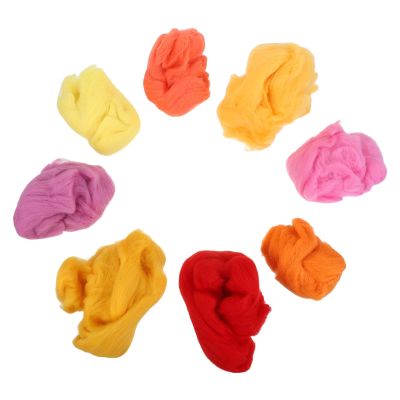 FUOYLOO 8pcs Assorted Colors Needle Felting Wool Natural Soft Fibers for DIY Crafts Handicraft Projects for Beginners and Craft Enthusiasts