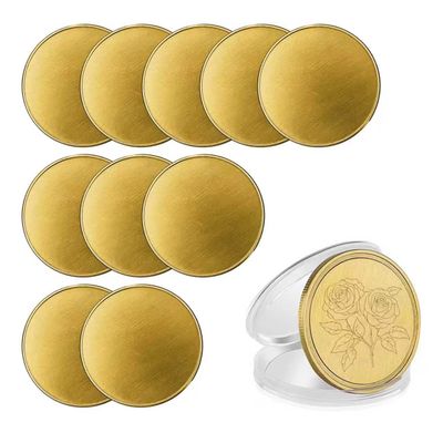 10 Pcs Brass Coin Blanks, 40mm with 4mm Thickness, Custom Challenge Coins with Threaded Edge, Includes Acrylic Protection Case for Laser Engraving, DIY Gifts & Collectibles (4mm Brass Coins)