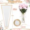 YooNotee 120 Pcs Flower Wrapping Bags for Valentine's Day Bouquets Supplies 17.7 x 10.9 Inches Plastic Flower Bouquet Sleeve Clear Front Floral Wraps with Ribbons for Graduation Party (White) view 2