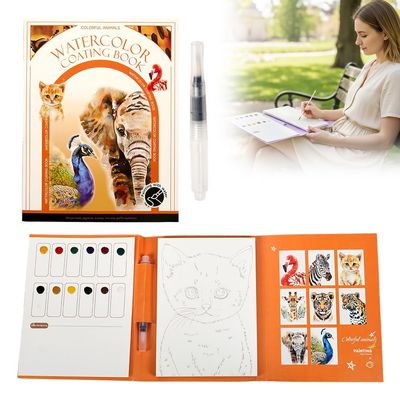 Upgrade Creative Stress Relief Kit, 2026 New Paint Art Watercolor Books Painting Kit, Watercolor Coloring Book for Adults, DIY 3-Fold Watercolors Pad for Beginners and Enthusiasts (A)