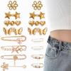 16 Set Pant Waist Tightener, Adjustable Golden Pant Clips Waist Tightener Buttons Pins for Loose Jeans Waist Tightener for Pants Women Heart Brooch and Pins for Clothing view 1