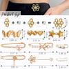16 Set Pant Waist Tightener, Adjustable Golden Pant Clips Waist Tightener Buttons Pins for Loose Jeans Waist Tightener for Pants Women Heart Brooch and Pins for Clothing view 3