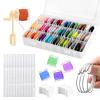 Embroidery Floss Organizer,Cross Stitch Thread Storage Box Tool,w/Bobbins Winder,1 Removable 24 Grids Clear Bead Organizer Case,100 Floss Bobbins,1 Numbered Sticker,for Craft DIY view 3