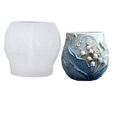 Lily of The Valley Flower Resin Bowl Molds, Jewelry Trinket Storage Box Silicone Mold, Tealight Candle Holder Epoxy Molds, for DIY Jar Flower Pot Container Pen Makeup Brush Holder (#1)