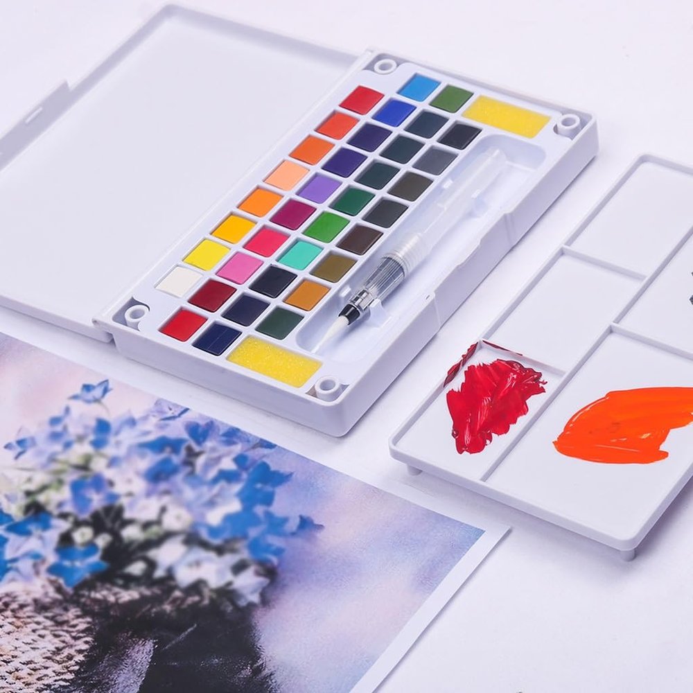 HBJWOV Transparent Solid Watercolor Gouache Paint Fountain Pen Painting 36 Color Portable Set