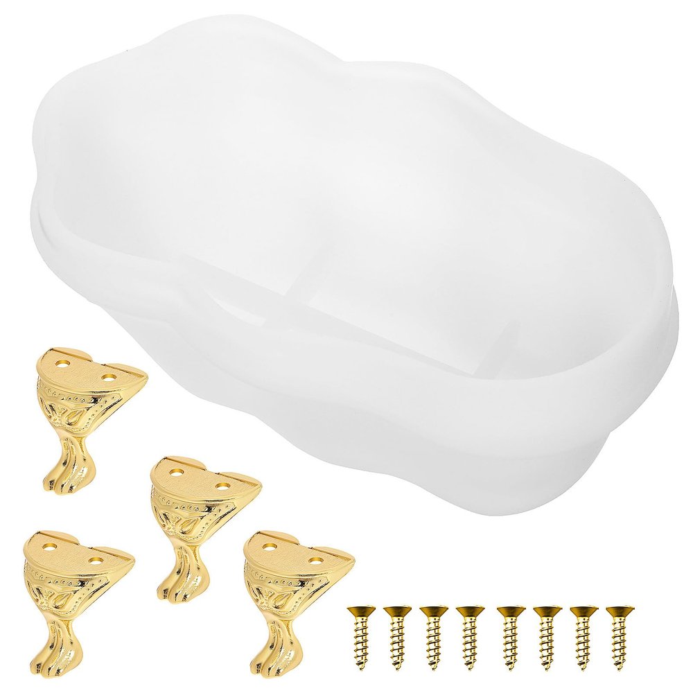 OFFSCH Epoxy Silicone Bathtub Mold with 4 Metallic Legs and 8 Screws for DIY Casting Crafts Resin Soap Making Supplies