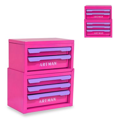 Drawer-Style Desktop Storage Box Office Workstation Organizing Magic Tool with 5 Stackable Drawers, Ideal Desk Stationery & Cosmetic Storage Cabinet(Purple)