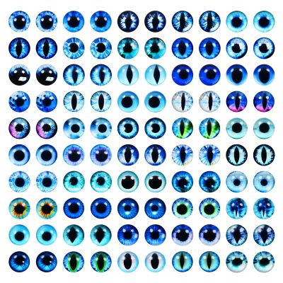 TOAOB 100pcs Glass Dragons Eyes 10mm Blue Craft Eyes Cabochons for Jewelry Making Findings DIY Clay Doll Making
