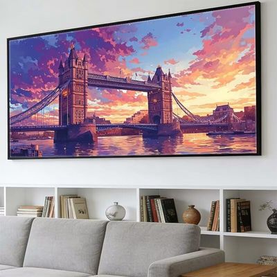 Large Diamond Art Kits for Adults 36x72in Diamond Painting Kit Sunset, 5D Full Drill Gem Paint by Numbers Kit for Adults London Bridge, DIY Gem Painting Embroidery Cross Stitch Kits, Gifts O-170Y