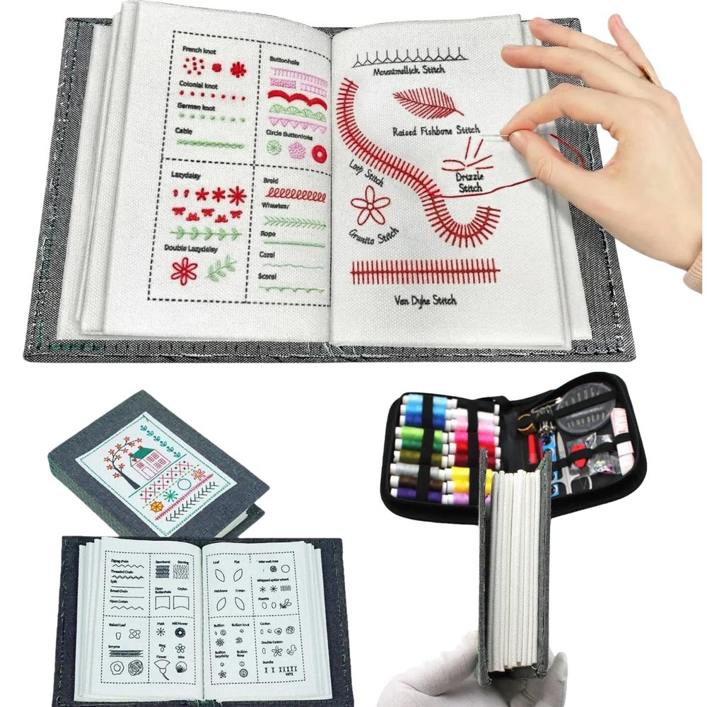 2026 Upgraded Embroidery Stitch Book Kit, Portable DIY Embroidery Books Kits for Beginners, 106 Patterns with 86pcs Complete Embroidery Kit & Instructional Tutorial for Adults & Craft Lovers