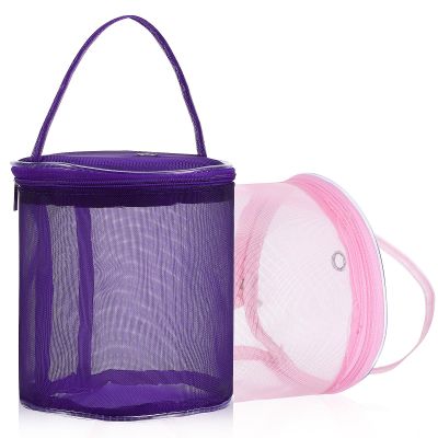 Gadpiparty 2 Pcs Crochet Hook Bags Yarn Storage Tote for Knitting and Crocheting, Purple and Pink, Portable Organizer Pouch for Craft Supplies and Travel