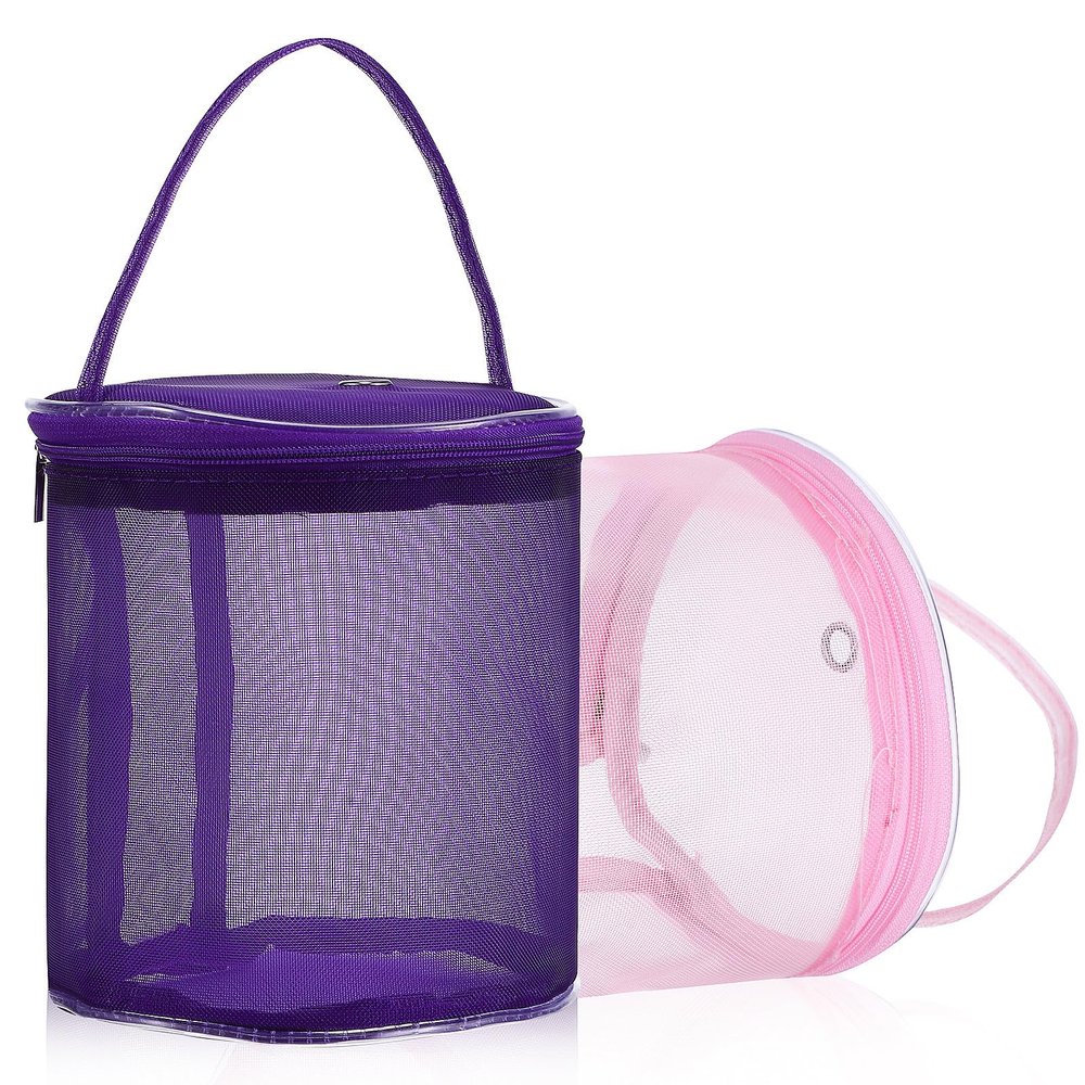 Gadpiparty 2 Pcs Crochet Hook Bags Yarn Storage Tote for Knitting and Crocheting, Purple and Pink, Portable Organizer Pouch for Craft Supplies and Travel