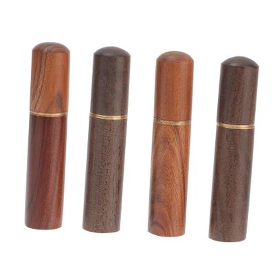 HEMOTON 4Pcs Wooden Sewing Needle Storage Tubes, Handcrafted Rosewood and Ebony Stitch Tools Organizer for Home Sewing Accessories and Craft Supplies