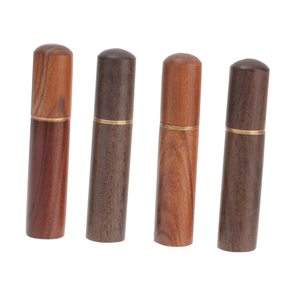 HEMOTON 4Pcs Wooden Sewing Needle Storage Tubes, Handcrafted Rosewood and Ebony Stitch Tools Organizer for Home Sewing Accessories and Craft Supplies