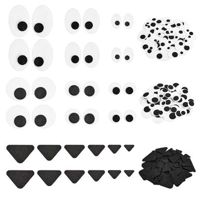 FINGERINSPIRE 240PCS Felt Eyes Nose for Dolls Black White Eyes Black Noses Kit Flat Back Oval Round Eye Triangular Nose Craft Accessories Material for DIY Crafts and Handmade Projects Creations