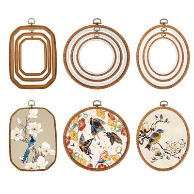 9 Pack Geometric Shapes Embroidery Hoop Set,Decorative Display Frame of Circle Oval Octagon, Craft Hoop Frame for DIY Sewing, Needlepoint, and Craft Display