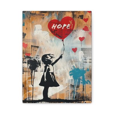 Banksy HOPE Girl with Red Balloon Canvas Art, Graffiti Street Art, Canvas Ready To Hang 1.25" Deep No Y-518