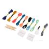30pcs Weaving Cards Loom Card, DIY Craft Paper Tablet Weaving Kit with 2 Shuttles, 10 Embroidery Threads, Needle and Cloth Bag, Practical White Tablet Weaving Cards for Knitting an view 2
