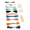 30pcs Weaving Cards Loom Card, DIY Craft Paper Tablet Weaving Kit with 2 Shuttles, 10 Embroidery Threads, Needle and Cloth Bag, Practical White Tablet Weaving Cards for Knitting an view 4