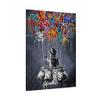 Banksy Flying Boy Street Graffiti Wall Art, Balloon Kids Pop Art Canvas Ready To Hang 1.25" Deep No Y-586 view 2