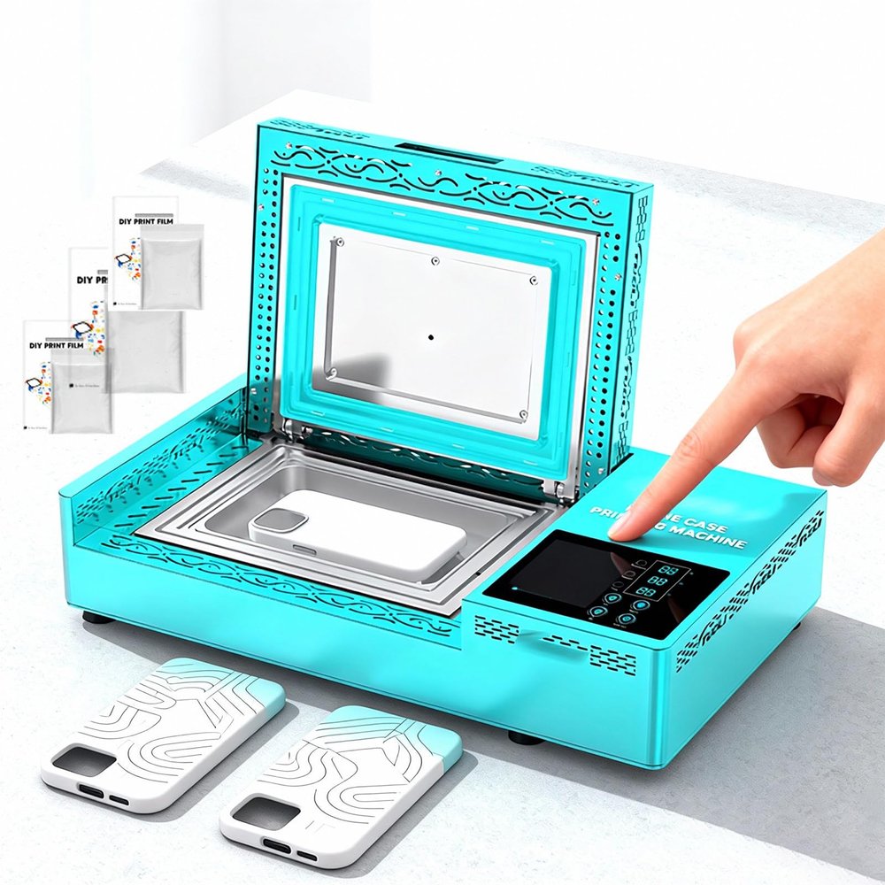 ALSUP 3D Heat Transfer Sublimation Machine 47x27x10cm Compact Design, 180C Fast Heat Kit with 2 Molds & 20 Phone Cases, Easy to Use for All Mobile Phone Cases A-300PCS