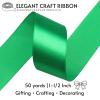 1-1/2 Inch Green Satin Ribbon 50 Yards Single Face Polyester view 2
