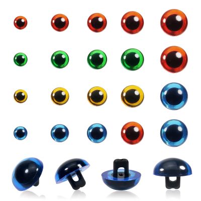TOAOB 50pcs Sew On Safety Eyes Buttons 9mm to 15mm Plastic Mushroom Domed Sewing Crafting Eyes for DIY Stuffed Animals Amigurumis Crochet Doll Making Red Blue Green Yellow