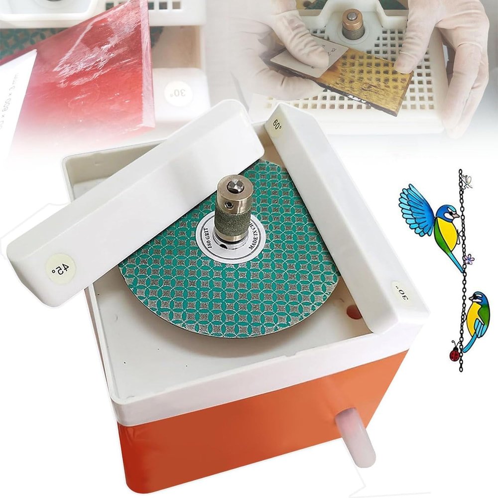 Stained Glass Grinder, 2800rpm Grinding Tool with Bit & Disc, Diamond Glass Corner Grinding, 30/45/60/90 Tilt for Glass Art Shaping