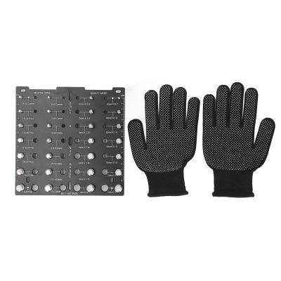 Bolt Nut Thread Checker, Aluminum Alloy Screw Identifier Gauge, 28 Holes Metric and Thread Identification Board with Inch and CM Scales, Includes Work Gloves for Mechanics