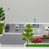 1/64 Scale Diorama Car Parking Lot Model Set with LED Light and Roadway Tree for Miniature Vehicle Display, 11.8 x 7.5 Inch City Scene Decoration view 2
