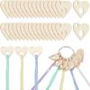 Floss Drops Cross Stitch 80Pcs Wood Thread Drops 1.75x1.9inch Heart Floss Bobbin Cross Stitch Organization with Iron Ring for DIY Craft Sewing Thread Storage view 1