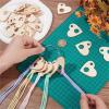Floss Drops Cross Stitch 80Pcs Wood Thread Drops 1.75x1.9inch Heart Floss Bobbin Cross Stitch Organization with Iron Ring for DIY Craft Sewing Thread Storage view 3