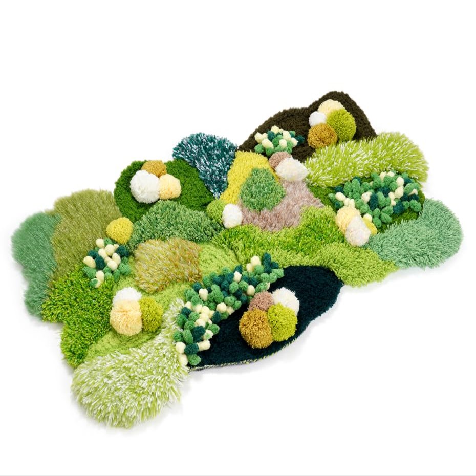 luxSoramia 3D Moss Rug DIY Kit, Latch Hook Large Aesthetic Rug,Cozy Fluffy Art Carpet Washable for Bedroom,Living Room,Bohemian Organic Home Dorm Decor,Yarn Craft Hobbies for Women