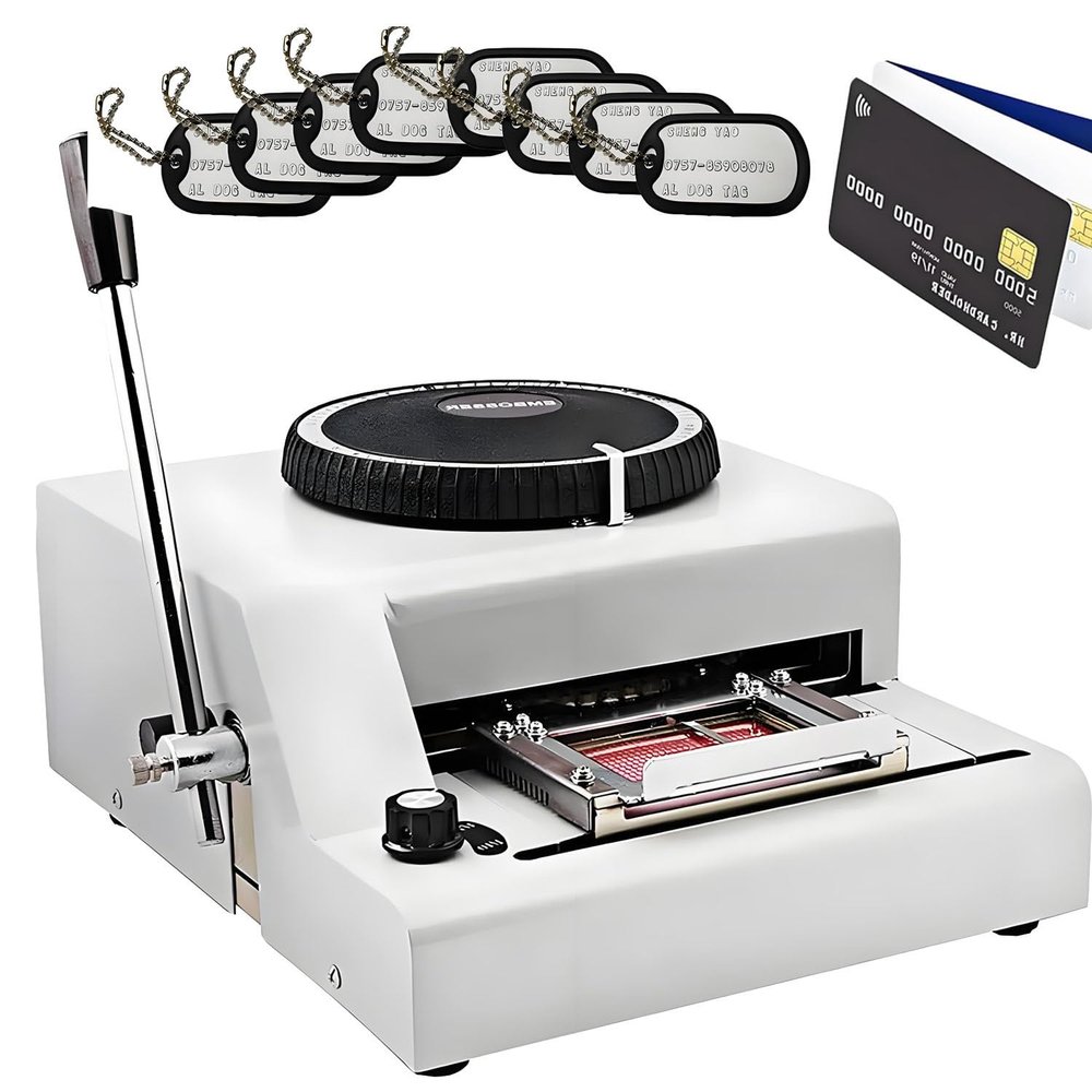 AiODiO 72 Characters Manual Embossing Machine,Dog Tag Coding Embosser MachinePrecise Positioning,with 30 Aluminum Dog TagCreate Loyalty, Transport, and Credit Cards