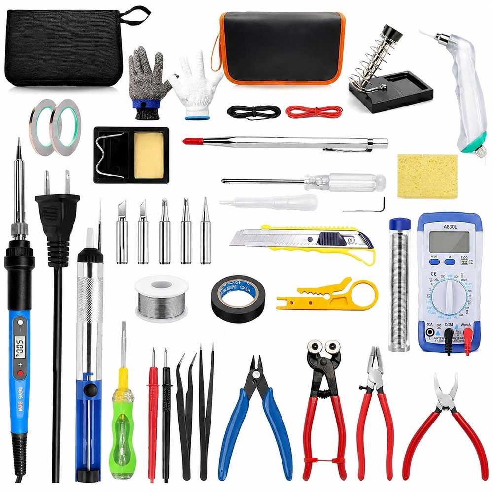 Stained Glass Kit with 80W Adjustable Soldering Iron and Glass Cutter, Complete DIY Stained Glass Tool Set for Beginners and Adults
