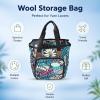 Wool Storage Bag, Multifunction Crochet Knitting Yarn Organizer Tote, Blue Leaves - Durable Fabric, Large Capacity, Ideal for Craft and Travel view 2