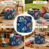 Wool Storage Bag, Multifunction Crochet Knitting Yarn Organizer Tote, Blue Leaves - Durable Fabric, Large Capacity, Ideal for Craft and Travel view 3