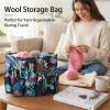 Wool Storage Bag, Multifunction Crochet Knitting Yarn Organizer Tote, Blue Leaves - Durable Fabric, Large Capacity, Ideal for Craft and Travel view 4