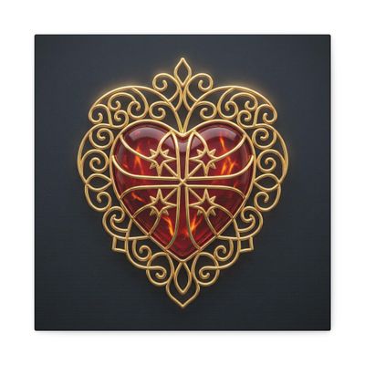 BrickByDreamCo Sacred Heart Matte Canvas Stretched 1.25" | Wall Art, Religious Decor