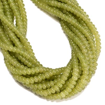4x6mm Prehnite Color Dyed Jade, 95Pcs Green Smooth Rondelle Abacus Beads, 15.5" Strand Spacer Stone Beads for Jewelry Making Craft DIY Necklace Bracelet, 1 Strand/Pack