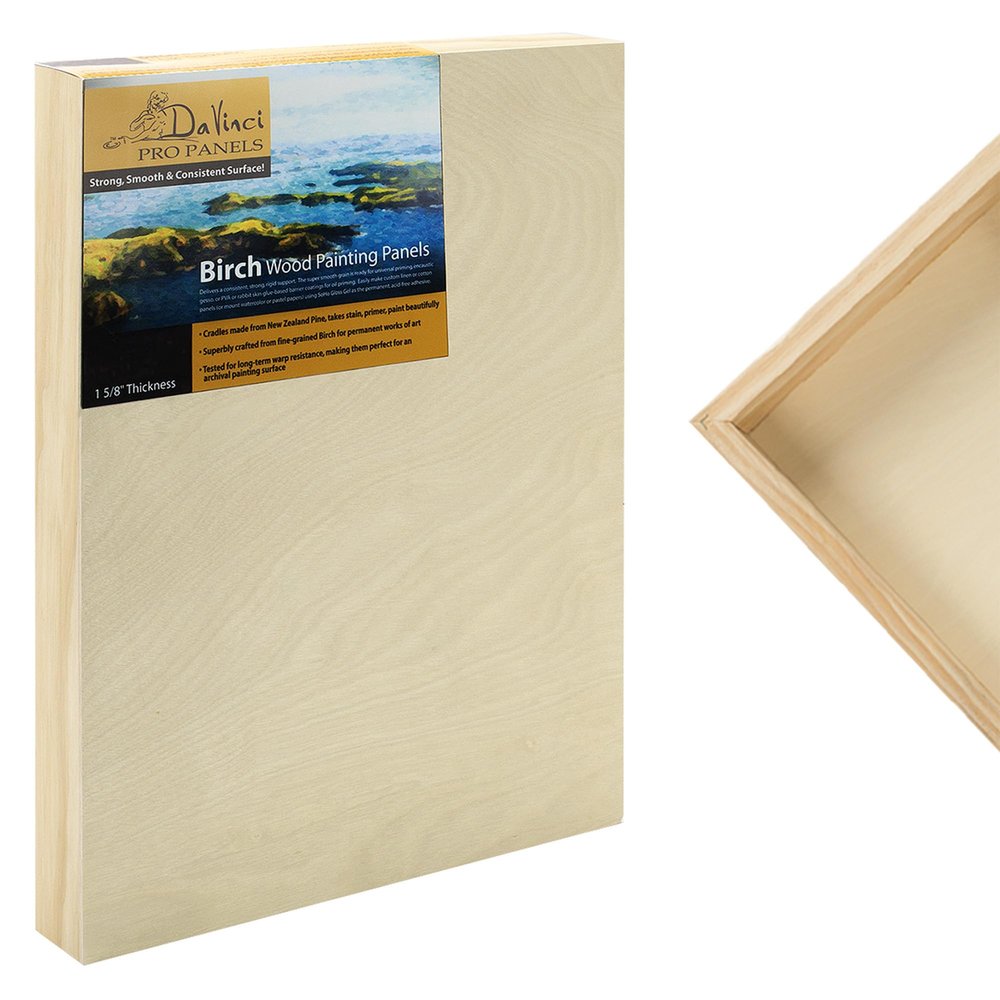 Da Vinci Pro Birch Wood Panel 1-5/8 Deep 4x8 6-Pack - Fine Textured, Warp Resistant, Lightweight & Rigid Perfect for Mounting Sanded Pastel or Watercolor Paper, Linen or Canvas